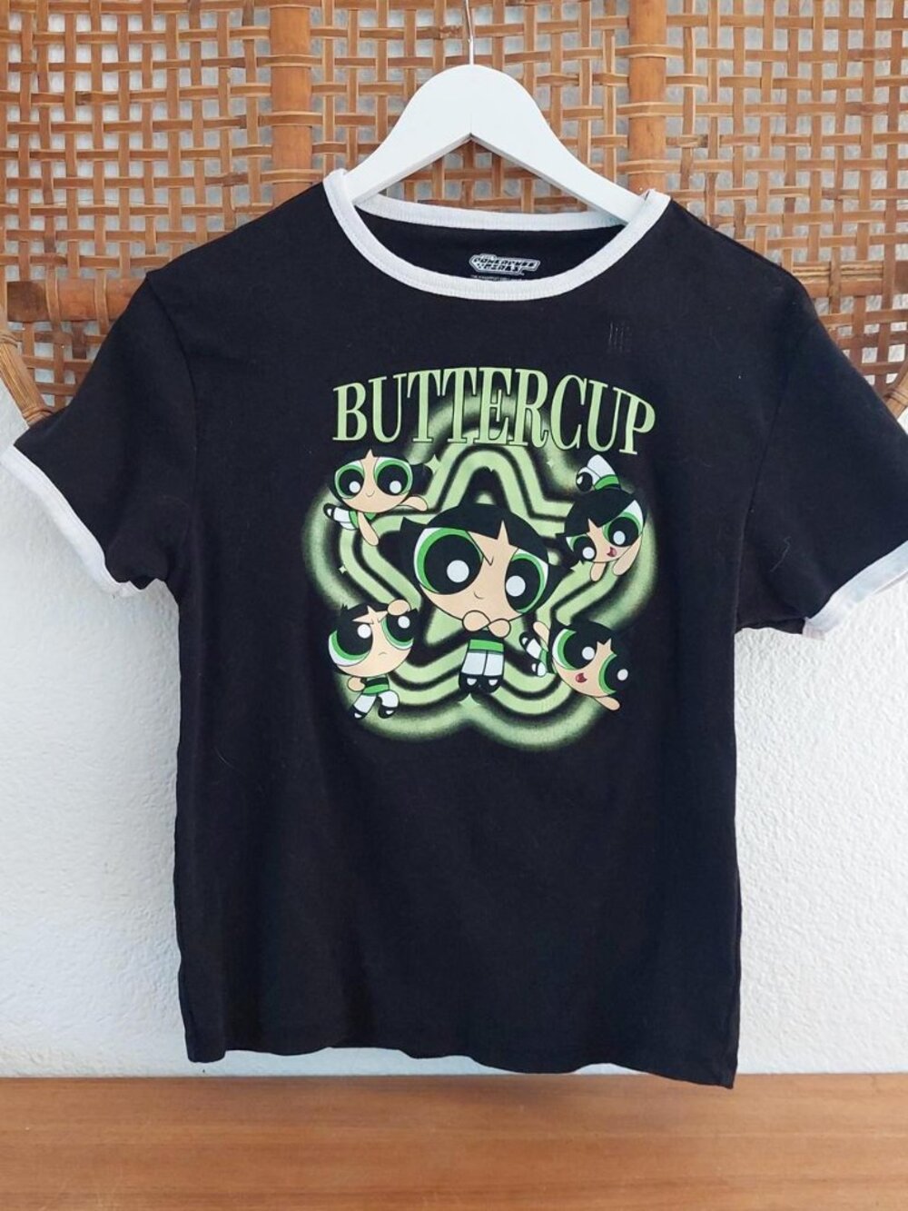 Cartoon Network The Powerpuff Girls Buttercup Graphic Tee Black Ringer T-Shirt S